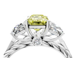 White gold Three-Stone Fancy Yellow Radiant Cut Diamond Braided Band Ring with Four-Prong Setting_106