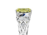 White gold Three-Stone Fancy Yellow Radiant Cut Diamond Braided Band Ring with Four-Prong Setting_107