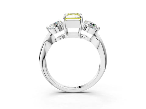 White gold Three-Stone Fancy Yellow Radiant Cut Diamond Channel Set Engagement Ring with Prong Setting_15