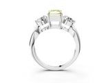 White gold Three-Stone Fancy Yellow Radiant Cut Diamond Channel Set Engagement Ring with Prong Setting_16