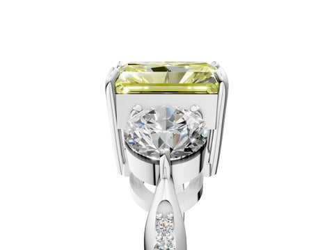 White gold Three-Stone Fancy Yellow Radiant Cut Diamond Channel Set Engagement Ring with Prong Setting_17