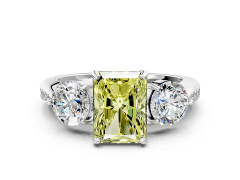 White gold Three-Stone Fancy Yellow Radiant Cut Diamond Channel Set Engagement Ring with Prong Setting_36