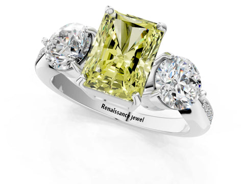 White gold Three-Stone Fancy Yellow Radiant Cut Diamond Channel Set Engagement Ring with Prong Setting_37