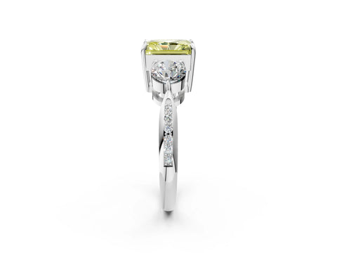 White gold Three-Stone Fancy Yellow Radiant Cut Diamond Channel Set Engagement Ring with Prong Setting_38