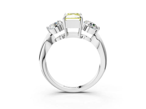 White gold Three-Stone Fancy Yellow Radiant Cut Diamond Channel Set Engagement Ring with Prong Setting_39