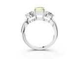 White gold Three-Stone Fancy Yellow Radiant Cut Diamond Channel Set Engagement Ring with Prong Setting_3