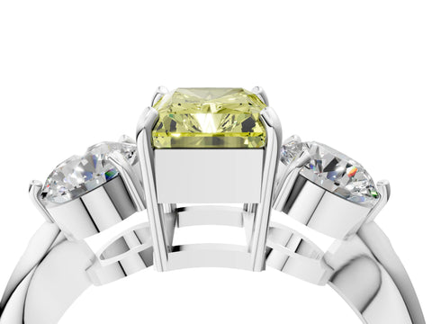 White gold Three-Stone Fancy Yellow Radiant Cut Diamond Channel Set Engagement Ring with Prong Setting_40
