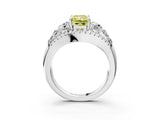 White gold Three-Stone Fancy Yellow Radiant Cut Diamond Engagement Ring with Pave Band and Prong Setting_15