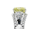 White gold Three-Stone Fancy Yellow Radiant Cut Diamond Engagement Ring with Pave Band and Prong Setting_17