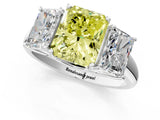 White gold Three-Stone Fancy Yellow Radiant Cut Diamond Engagement Ring with Prong Setting_16