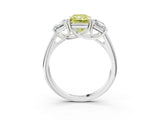White gold Three-Stone Fancy Yellow Radiant Cut Diamond Engagement Ring with Prong Setting_18