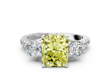 White gold Three-Stone Fancy Yellow Radiant  Cut Diamond Pavé Band with Four-Prong Setting_25
