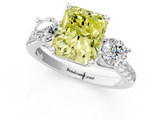 White gold Three-Stone Fancy Yellow Radiant  Cut Diamond Pavé Band with Four-Prong Setting_26