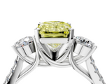 White gold Three-Stone Fancy Yellow Radiant  Cut Diamond Pavé Band with Four-Prong Setting_29
