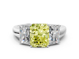 White gold Three-Stone Fancy Yellow Radiant  Cut Diamond Ring with Channel-Set Band and Four-Prong Setting_85