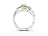 White gold Three-Stone Fancy Yellow Radiant  Cut Diamond Ring with Channel-Set Band and Four-Prong Setting_92
