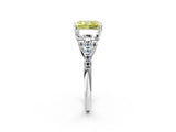 White gold Three-Stone Fancy Yellow Radiant Cut Diamond Ring with Pavé Band and Prong Setting_107