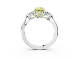 White gold Three-Stone Fancy Yellow Radiant  Cut Diamond Ring with Pear Side Stones in Four-Prong Setting_113