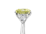 White gold Three-Stone Fancy Yellow Radiant  Cut Diamond Ring with Pear Side Stones in Four-Prong Setting_114