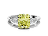 White gold Three-Stone Fancy Yellow Radiant Cut Diamond Ring with Pear  Side Stones in Four-Prong Setting_48