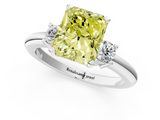 White gold Three-Stone Fancy Yellow Radiant  Cut Diamond Solitaire with Prong Setting and Classic Band_47