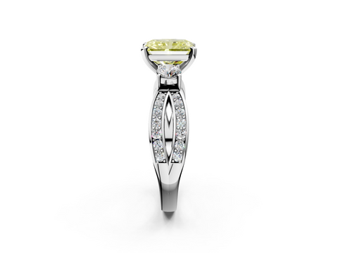 White gold Three-Stone Fancy Yellow Radiant  Cut Diamond Twist Band with Prong Setting_35