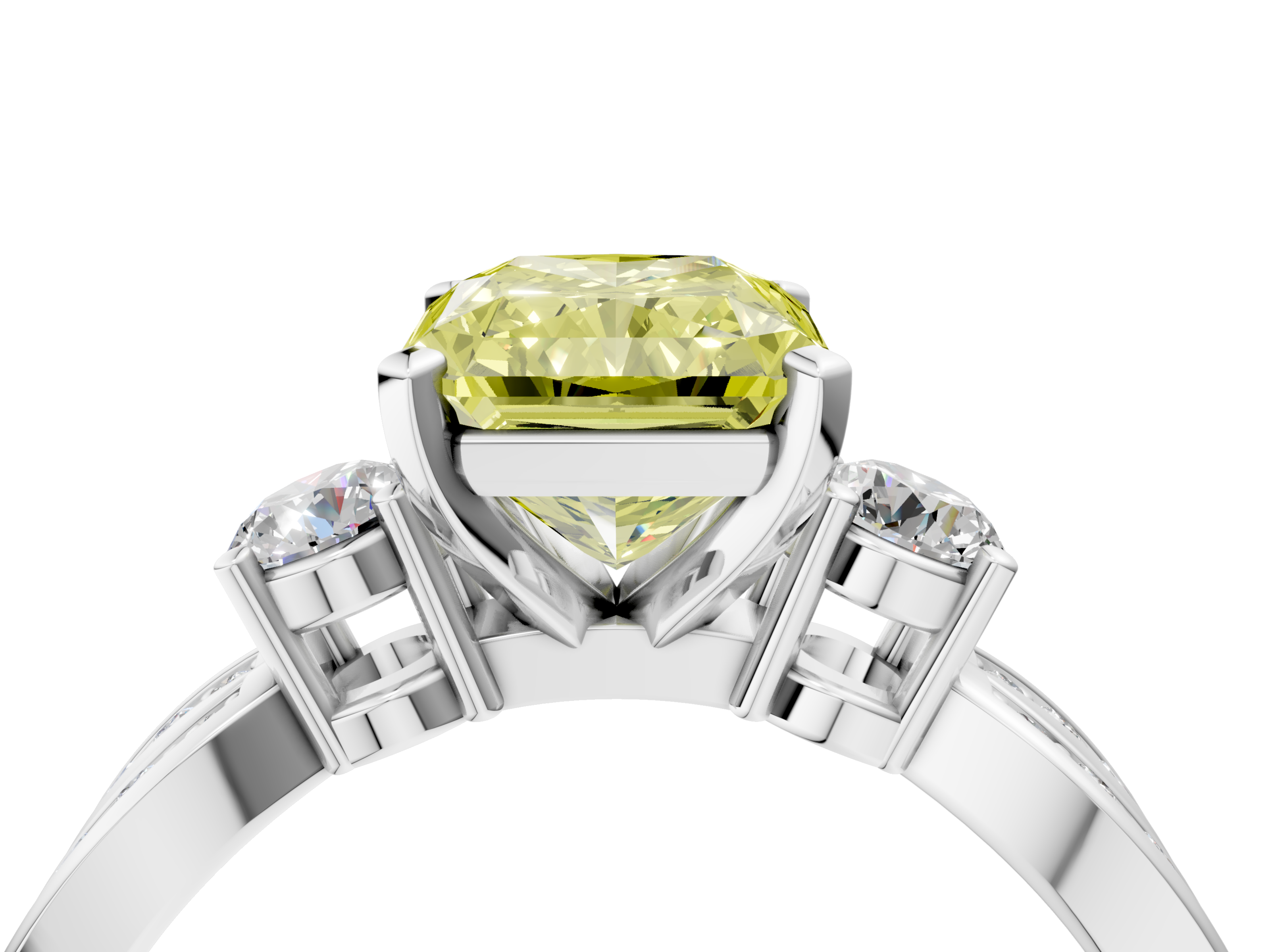 White gold Three-Stone Fancy Yellow Radiant  Cut Diamond Twist Band with Prong Setting_37
