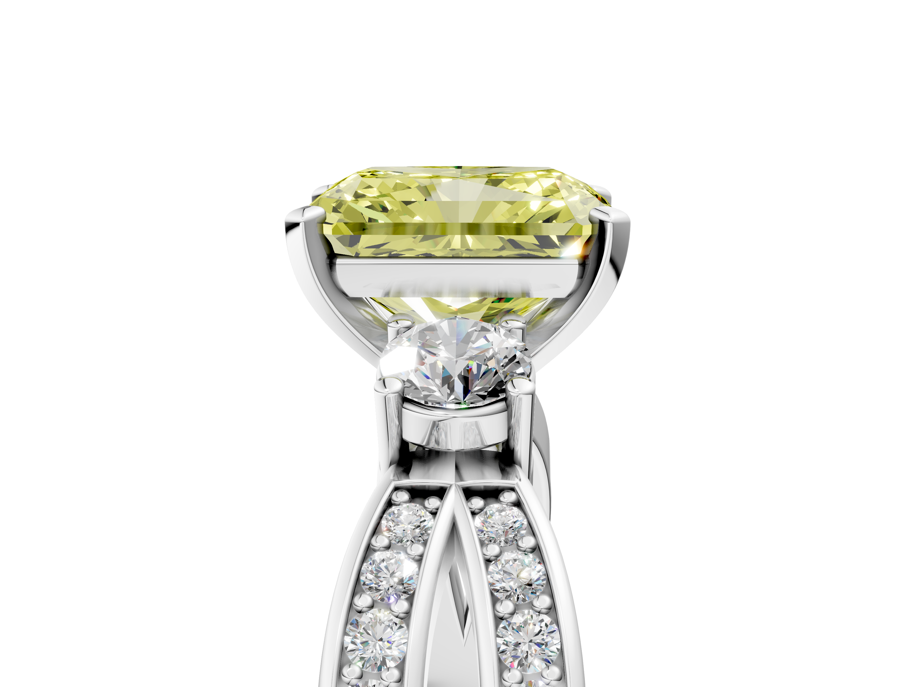 White gold Three-Stone Fancy Yellow Radiant  Cut Diamond Twist Band with Prong Setting_38