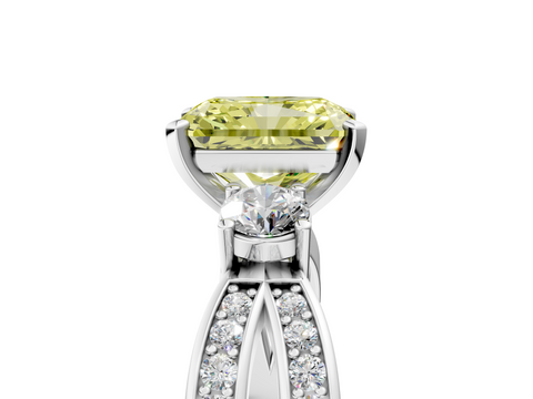 White gold Three-Stone Fancy Yellow Radiant  Cut Diamond Twist Band with Prong Setting_38