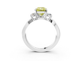 White gold Three-Stone Fancy Yellow Radiant  Cut Diamond Twist Band with Prong Setting_40
