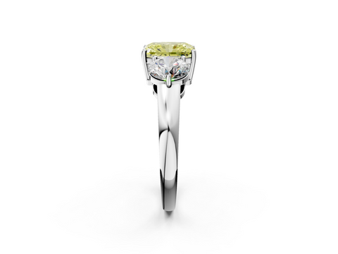 White gold Three-Stone Fancy Yellow Radiant  Cut Solitaire Ring with Prong Setting on a Classic Band_50