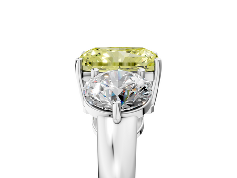White gold Three-Stone Fancy Yellow Radiant  Cut Solitaire Ring with Prong Setting on a Classic Band_53