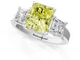 White gold Three-Stone Fancy Yellow Radiant  Cut Solitaire Ring with Prong Setting_4