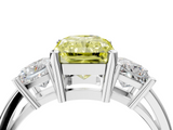 White gold Three-Stone Fancy Yellow Radiant  Cut Solitaire Ring with Prong Setting_7