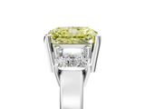 White gold Three-Stone Fancy Yellow Radiant  Cut Solitaire Ring with Prong Setting_8