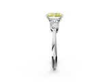 White gold Three-Stone Fancy Yellow Radiant  Diamond Ring with Pear Side Stones in Four-Prong Setting_43