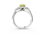 White gold Three-Stone Fancy Yellow Radiant  Diamond Ring with Pear Side Stones in Four-Prong Setting_44