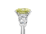 White gold Three-Stone Fancy Yellow Radiant  Diamond Ring with Pear Side Stones in Four-Prong Setting_46