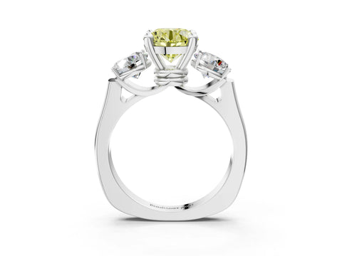 White gold Three-Stone Fancy Yellow Round Cut Brilliant Diamond Trellis Ring with Comfort Fit Band_15