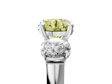 White gold Three-Stone Fancy Yellow Round Cut Brilliant Diamond Trellis Ring with Comfort Fit Band_17