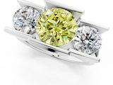 White gold Three Stone Fancy Yellow Round Cut Cut Channel Set Diamond Ring_37