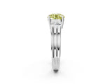 White gold Three-Stone Fancy Yellow Round Cut Cut Classic Band Prong Setting Ring_2