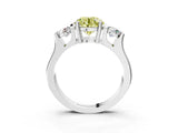 White gold Three-Stone Fancy Yellow Round Cut Cut Classic Band Prong Setting Ring_3