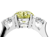 White gold Three-Stone Fancy Yellow Round Cut Cut Classic Band Prong Setting Ring_4