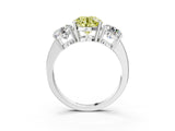 White gold Three-Stone Fancy Yellow Round Cut Cut Diamond Engagement Ring with Flat Band and Four-Prong Setting_15