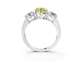 White gold Three-Stone Fancy Yellow Round Cut Cut Diamond Engagement Ring with Flat Band and Four-Prong Setting_15