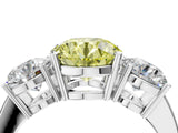 White gold Three-Stone Fancy Yellow Round Cut Cut Diamond Engagement Ring with Flat Band and Four-Prong Setting_16
