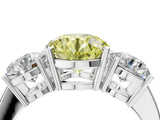 White gold Three-Stone Fancy Yellow Round Cut Cut Diamond Engagement Ring with Flat Band and Four-Prong Setting_16