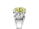 White gold Three-Stone Fancy Yellow Round Cut Cut Diamond Engagement Ring with Flat Band and Four-Prong Setting_17