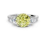 White gold Three-Stone Fancy Yellow Round Cut Cut Diamond Pavé Band with Prong Setting_39